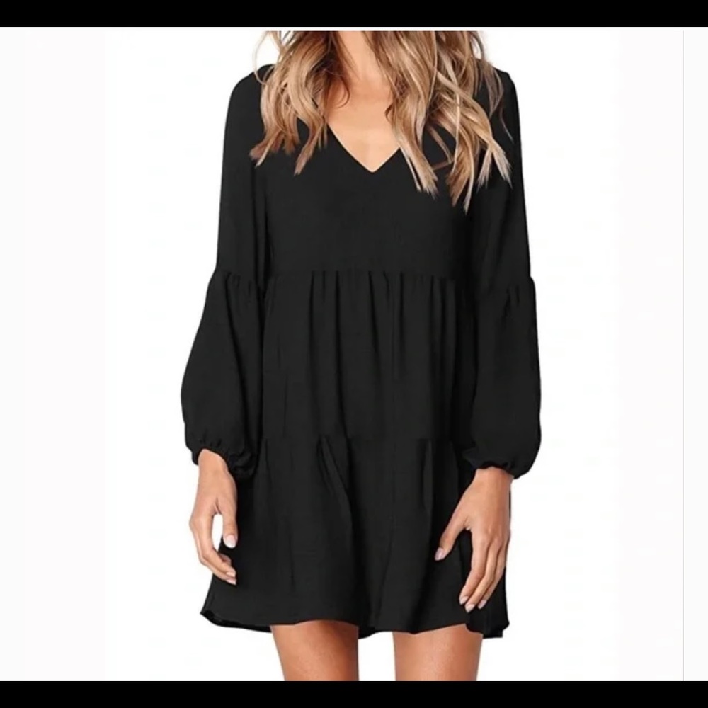 Amoretu Women Summer Tunic Dress V Neck Casual Loose Flowy Swing Shift Dresses